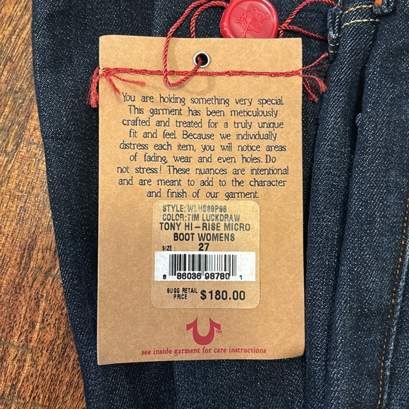 NWT True Religion Boot Cut Jeans Tony Hi-Rise Micro Boot Cut - Picture 5 of 7
